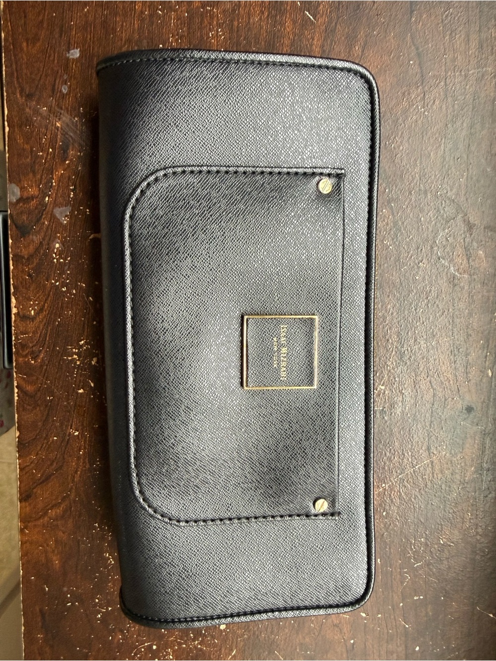 Isaac Mizrahi Black Saffiano Zip Wallet Clutch